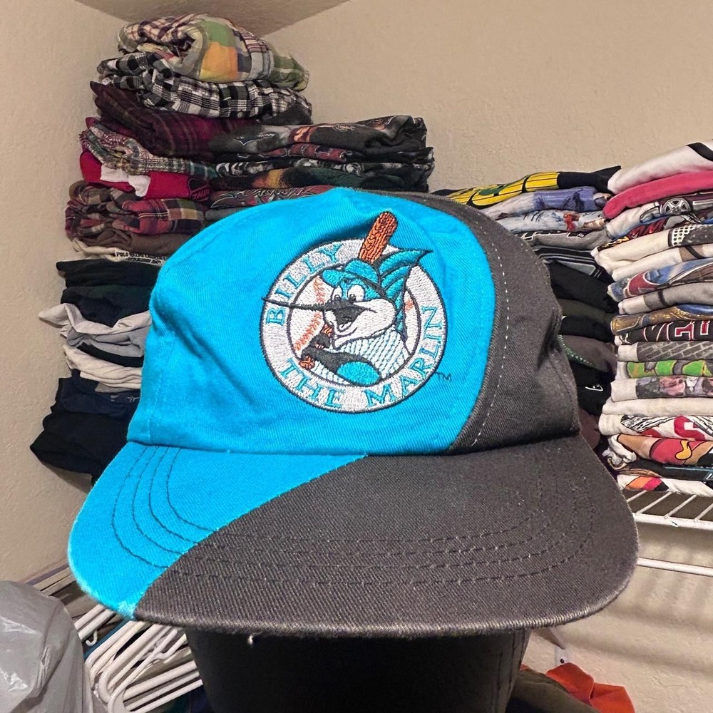 Rare Vintage 90s Billy The Marlin Colorblock Snaphat Hat Cap Youth Unisex